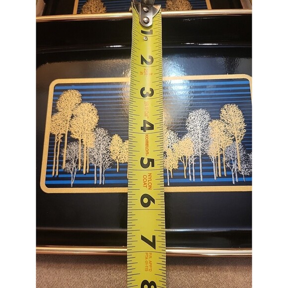 VTG 80s Srednick Serving Trays 2 - Gold Trees Black Blue Sky Japanese Stack - Picture 12 of 13
